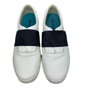 SeaVees Farris White Leather Slip-On Sneakers 12 Gray Contrast Band